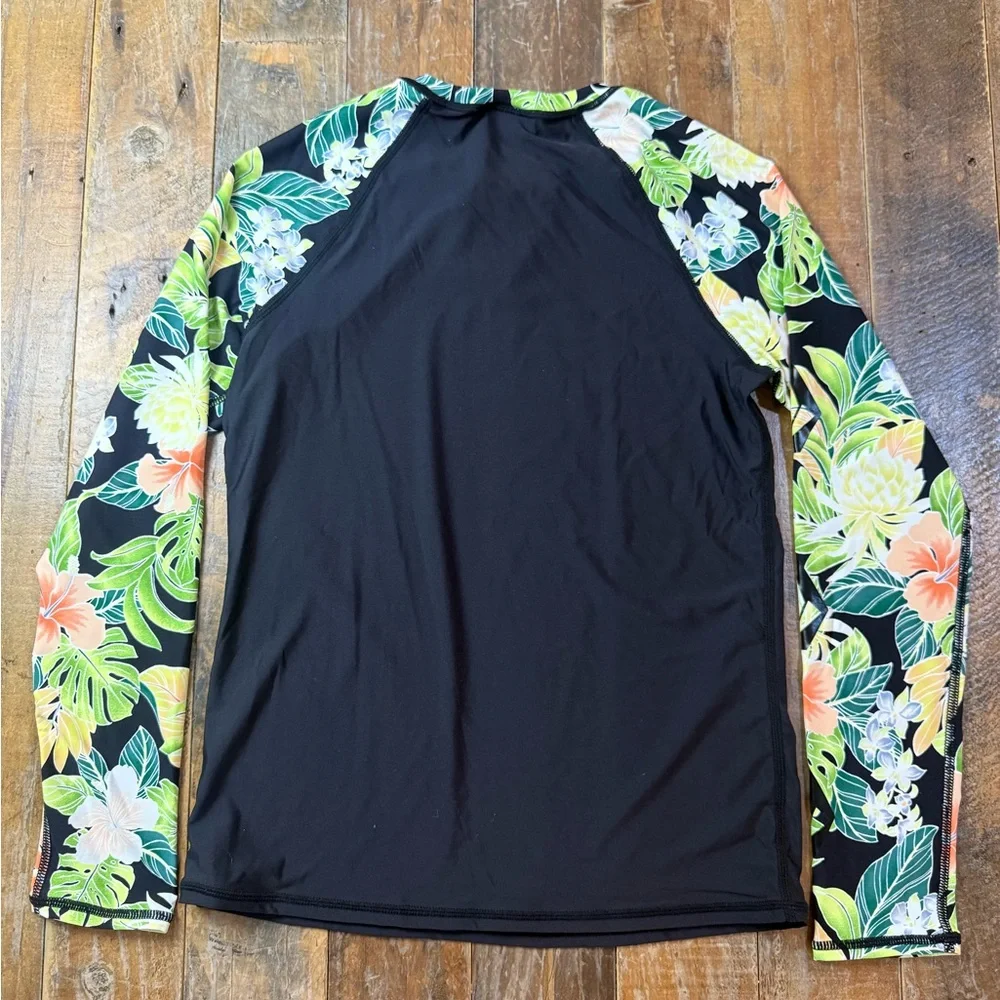 Volcom Black Floral Rash Guard - Picture 2 of 3